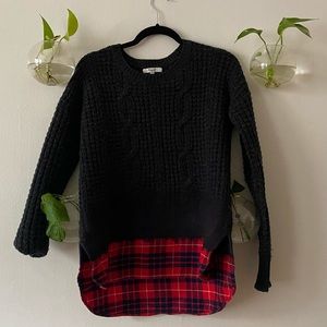 Madewell Knit Sweater with Plaid